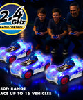 Family enjoying Sonic Glow Racer RC Car Ready To Run 1 24 Scale With Light Up Body And Turbo Boost LEDs at night