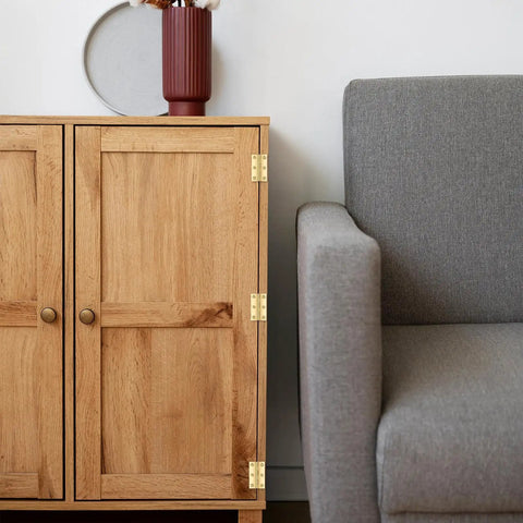 Wooden cabinet with 2 Inch Brass Hinges With 24 Screws 4 Pack Small Hinge Set for Wood Boxes Cabinets Chests Trunks