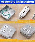 4x4 Inch 2 Gang Metal Electrical Box Switch And Outlet Combo Kit assembly instructions with grounding wire and tools