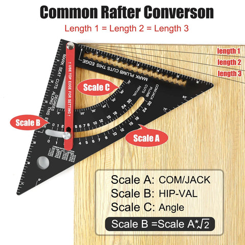 7 Inch Aluminum Rafter Square For Woodworking And Framing Durable Carpenter Layout Tool With Saw Guide Right Angle Protractor