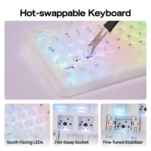 Beast Mode Wireless Mechanical Gaming Keyboard With a Slick 96 Percent Compact Layout and Ergonomic Build for Custom VIA Profiles Lightning Typing and Zero Lag Gameplay Right Out the Gate, showcasing hot-swappable keys.