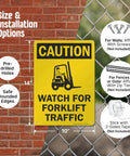 Built Like A Tank Heavy Duty Caution Watch For Forklift Traffic Safety Sign Rust Resistant Outdoor Aluminum Warning Plaque 14x10 inch