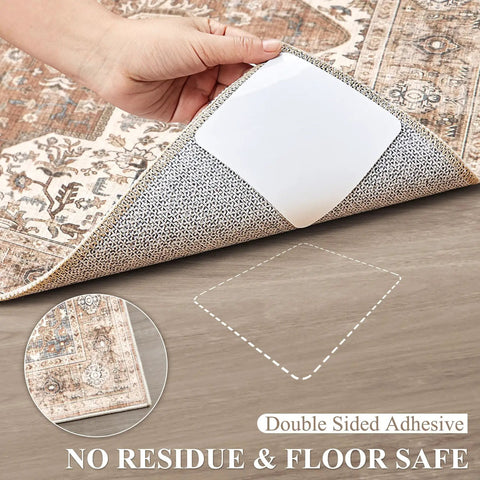 Applying Non Slip Rug Tape For Rubber Backing Rugs 12 Pack Carpet Stickers That Grip Hardwood Floors, Easy Install Rug Grips
