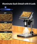 4.3 Inch IPS Digital Microscope 1000X With Built In Lights For Coin Collectors And DIY Lab Projects Crystal Clear Images On A Bright Screen Easy USB Viewing, 8 LED coin detail lighting