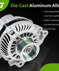 Beefed Up 80A 12V Alternator For Honda Civic 2006 2011 1.8L L4 With 7 Groove Pulley Replacement Parts 11176 Die-Cast Aluminum.