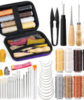 Heavy Duty Upholstery Repair Kit With 54 Pieces Including Waxed Thread Leather Needles Stitching Awl Thimble Scissors Needle Threaders