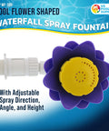 Flower Shaped Waterfall Pool Fountain With Adjustable Spray Distance And Height for pools and ponds, purple and yellow close-up.
