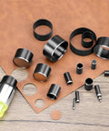 Leather Circle Cutter Tool Set With 21 Piece Pro Grade High Carbon Steel Punch Kit displayed with punched leather pieces