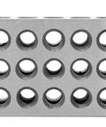 WEN steel 3 x 2 x 1 in precision 1-2-3 block, front view with 15 round holes