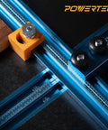 Close-up of 36 Inch Universal T Track With Double Cut Profile and Pre Drilled Mount Points for use with woodworking jigs.