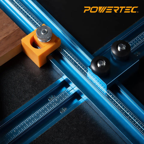 Close-up of 36 Inch Universal T Track With Double Cut Profile and Pre Drilled Mount Points for use with woodworking jigs.