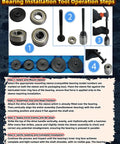 Pro Grade Bicycle Bearing Puller Kit With Two Jawed Extractor And Bearing Press instructions and tools layout