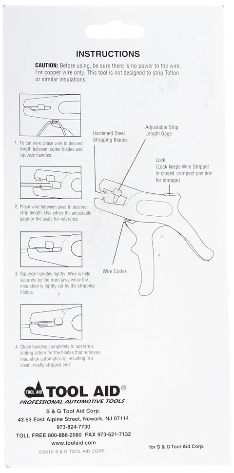 Instruction manual for Wire Stripper For Recessed Areas With Narrow Profile Auto Adjusts To 22 To 12 AWG Strips Tool
