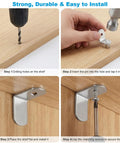 Installation steps for Heavy Duty Nickel Plated Shelf Pegs Pins Kit 80 Piece Set with drill and metal brackets for cabinets.