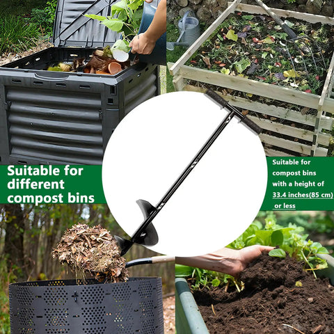 Heavy Duty Compost Stirring Tool 33.4 Inch Turning Bar For Outdoor Compost Tumbler Bins Manual Aerator And Mixing Wand