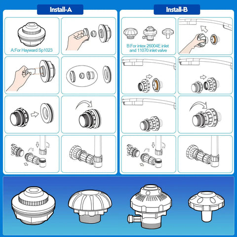 Instructional guide for installing Solar Pool Fountain With 9 Color LED Lights And Dual Head Adjustable Waterfall.