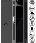 Workhorse 42U Server Rack Cabinet With Sleek Safety Glass Front 19 Inch Floor Standing Enclosure 39 Deep showcasing lockable sides and PDU.
