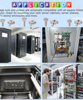 Rock Solid Heavy Duty M5 And M6 Cage Nut Screw Kit With Washers Square Hole Rack Mount Hardware For Server Cabinets displayed in server racks.