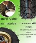 4 Pack Heavy Duty Rubber Caster Wheels Featuring Antislip Tires detail with natural rubber source and wheel width specifications.