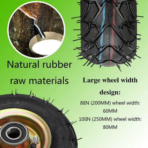 4 Pack Heavy Duty Rubber Caster Wheels Featuring Antislip Tires detail with natural rubber source and wheel width specifications.