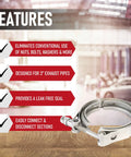 Stainless Exhaust V Band Clamp Set Of 3 For 3 Inch Turbo Systems with features list in background