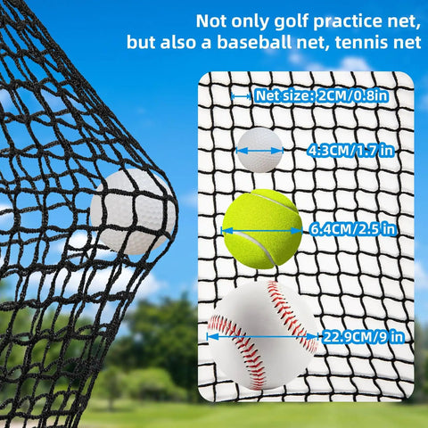Close-up view of 10x10ft Golf Batting Cage With Quick Installation Tool And Rope No Fuss Easy Setup Indoor Outdoor Practice Net
