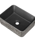 Rectangular Ceramic Vessel Sink For Bathroom Above Counter Dope Slate Gray 16 By 12 Inches Porcelain Basin With Easy Clean Stain Resistant Modern Look