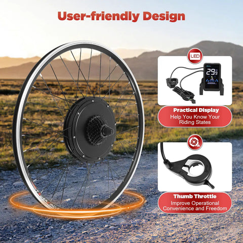 Upgrade Your Ride With A Dope 48V 1000W Rear Hub Motor Electric Bike Conversion Kit with LCD display and thumb throttle