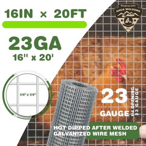 Galvanized Hardware Cloth 1/4 Inch Mesh 16 Inch By 20 Foot Wire Roll Heavy Duty Chicken Coop Fence Rabbit And Snake Barrier