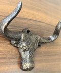 Indoor Outdoor Heavy Duty Cast Iron Wall Hooks Two Pack No Hassle Vintage Beard Design Bull Head Wall Hook