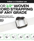 Heavy Duty Cord Strapping Buckles Half Inch Pack Of 1000 Anti Slip Phosphate Coated Metal Buckles for woven cord