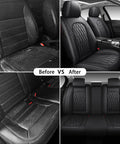 Premium Nappa Faux Leather Car Seat Covers Full Set Waterproof Non Slip Cushioned 0.28 Inch Thick Airbag Compatible Universal Seat Covers
