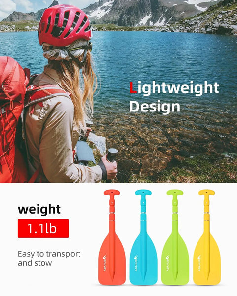 Colorful lightweight paddles with emergency telescoping paddle adjustable from 21 to 42 inches aluminum shaft for water sports