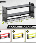 Heavy Duty Metal Power Tool Organizer Wall Mount With Eight Drill Holders, Twelve Hooks, Battery Shelves shown in four colors