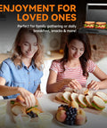 Two women preparing sandwiches with the Bakers Friend Mini Panini Press Electric Griddle Non Stick Surface for a meal.