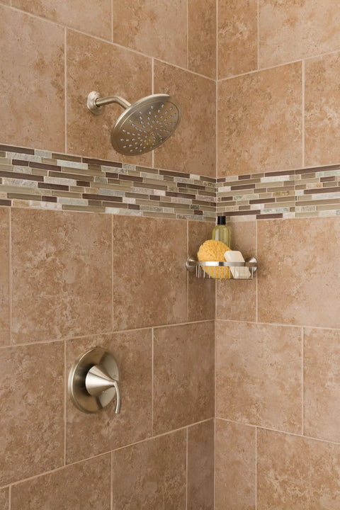 8 Inch Brushed Nickel Rain Showerhead Fixed Round Wide Rain Shower Head With 2.5 GPM Flow Easy Install On 1/2 Inch IPS Arm