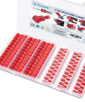 Premium T Tap Wire Connectors Provide Quick Splice And Midspan Wiring With Sturdy Storage Box Red Eighty Pack in clear storage box.