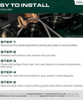 Installation steps for Heavy Duty Deck Belt Replacement For John Deere 42 Inch Mower Half Width By 104 Long Fits D110 L110 D105 E100 D130 S100 La105 La115 L100 Battle Ready Oem Gx20072 Fit.