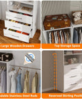 Premium Modular Closet System With Twelve Roomy Drawers Expands Effortlessly From Eight To Twenty One Feet No Sweat Setup showcases large wooden drawers and expandable rods.