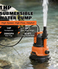 Upgraded Go-To Pool Cover Pump With Dual Outlets 1HP Submersible Sump Pump 3500GPH Beast Portable Water Transfer Pump