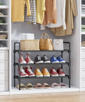 Entryway Shoe Rack With Mad Capacity, Space Saving Front Door Organizer, 27.6 Inch Wide Black Shoe Shelf For Closet Or Mudroom
