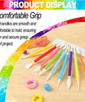 Colorful 9-piece Air Dry Clay Tool Set For Kids And Beginners with plastic sculpting tools on wooden surface