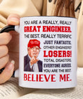 Engineer Mug 11 Oz For Men And Women Ceramic Coffee Cup Gift For Engineers On Christmas Father's Day Mother's Day Birthday Totally Boss Gift For Mechanical Civil Electrical Software Pros