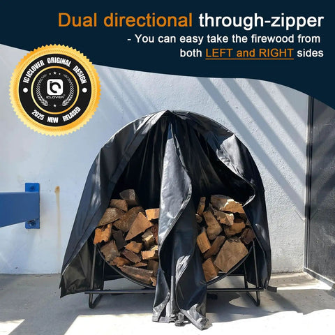 40 Inch Firewood Log Hoop Cover Built Tough As Nails Heavy Duty 600D Waterproof Round Log Rack Weather Resistant