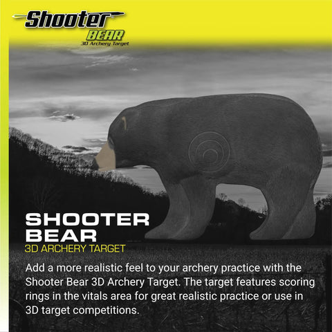 Bear 3D Archery Target For Realistic Practice, 375 FPS Rated, lifelike design with scoring ring, black silhouette in field