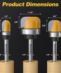 Snag This Deadset Killer Bowl And Tray Template Router Bit Set Featuring A Rock Solid 1 4 Inch Shank To Crush Heavy Duty Woodworking Jobs With Zero Sweat, showing product dimensions.