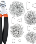 Straight Hog Ring Pliers Kit With 600 Galvanized Rings 150 Per Size 3/8 1/2 3/4 1 Inch Heavy Duty All In One Upholstery Fencing Pet Cages And DIY Binding Set Rust Resistant Steel Pro Grade