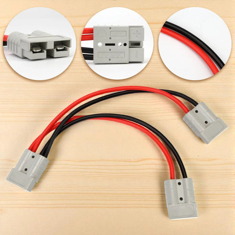 50 Amp Dual Y Splitter Plug for Battery Power Connectors 1 to 2 Cable with 6mm Wire, close-up of Anderson-style plugs