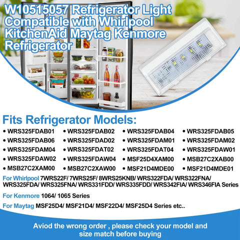 Upgraded W10515057 Refrigerator LED Light With Cover Replacement Easy Install For Kenmore Whirlpool Maytag WRS325FDAM04