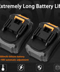 Automatic Electric Wire Puller And Stringing Machine With Slick Variable Speed Control And No Sweat 360 Flex Head For Tough Electrical Or Pipe Threading Tasks On Site Featuring Solid 10000 Mah Battery, showcasing two 10000mAh lithium batteries.